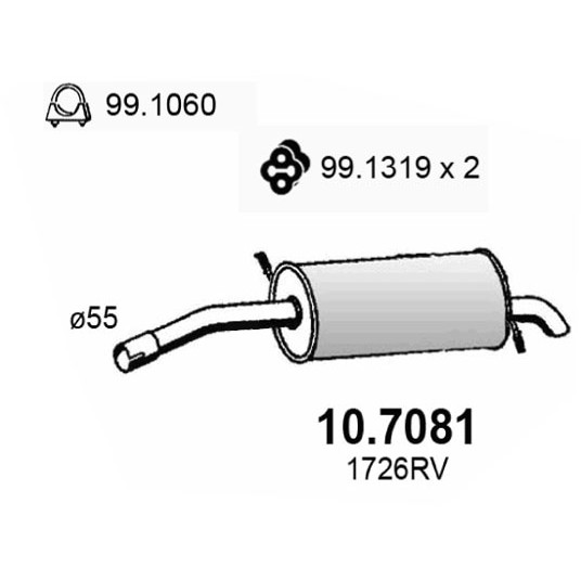 Слика на Заден издувен лонец ASSO 10.7081 за Citroen C5 RE Break 1.6 HDi (RE8HZB) - 109 коњи дизел