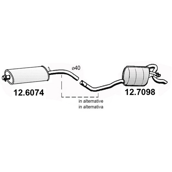 Слика на Заден издувен лонец ASSO 12.7098 за Alfa Romeo 155 (167) Sedan 1.7 T.S. (167.A4D, 167.A4H) - 115 коњи бензин