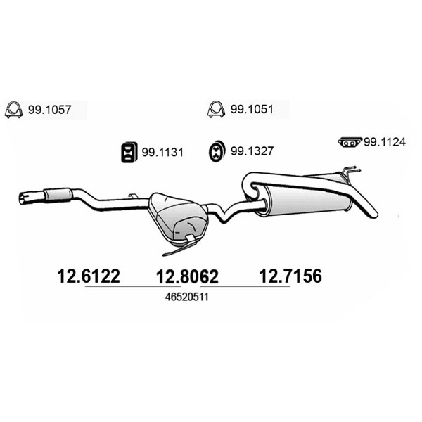 Слика на Заден издувен лонец ASSO 12.7156 за Alfa Romeo 145 (930) Hatchback 1.4 i.e. - 90 коњи бензин