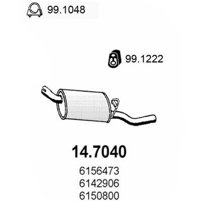 Слика на Заден издувен лонец ASSO 14.7040 за Ford Escort 4 Break (AWF, AVF) 1.6 D - 54 коњи дизел