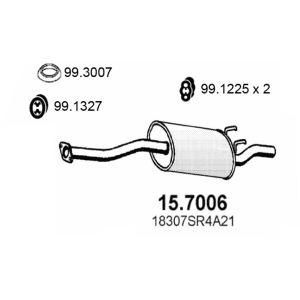 Слика на Заден издувен лонец ASSO 15.7006 за Honda Civic 6 Saloon (EJ,EK) 1.6 i Vtec - 125 коњи бензин