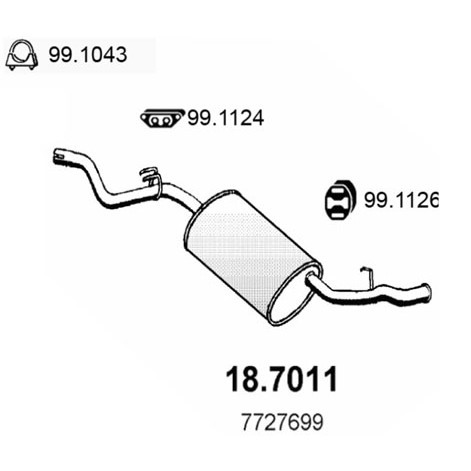 Слика на Заден издувен лонец ASSO 18.7011 за Fiat Elba 146 1.5 - 71 коњи бензин