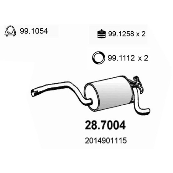 Слика на Заден издувен лонец ASSO 28.7004 за Mercedes 190 (w201) D 2.5 (201.126) - 90 коњи дизел