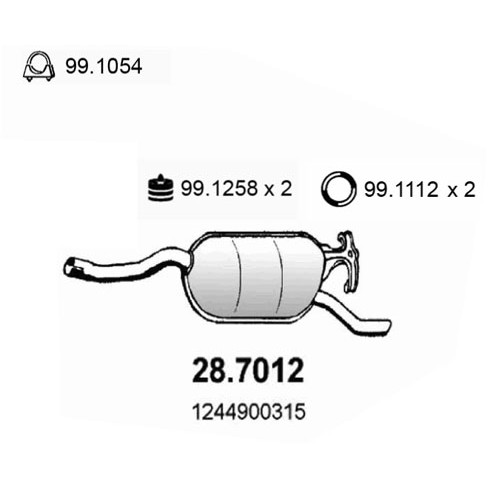 Слика на Заден издувен лонец ASSO 28.7012 за Mercedes E-class (w124) 200 (124.020) - 102 коњи бензин