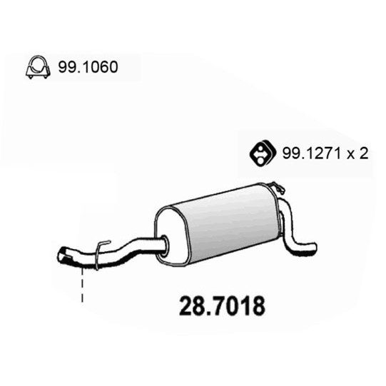 Слика на Заден издувен лонец ASSO 28.7018 за Mercedes E-class Saloon (w210) E 200 (210.035) - 136 коњи бензин