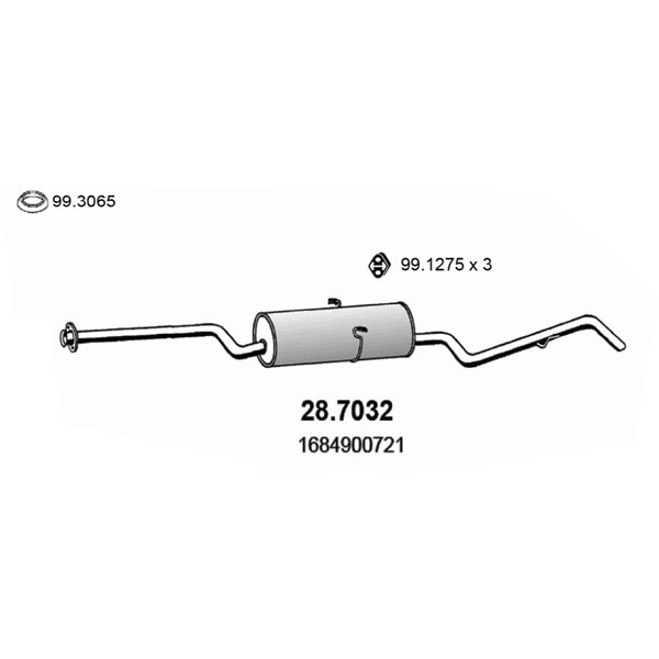 Слика на Заден издувен лонец ASSO 28.7032 за Mercedes A-Class (w168) A 190 (168.032, 168.132) - 125 коњи бензин