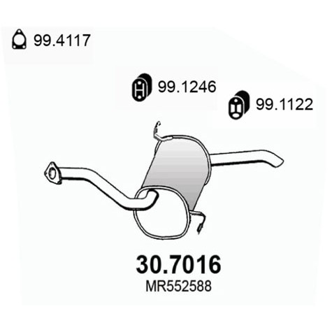 Слика на Заден издувен лонец ASSO 30.7016 за Mitsubishi Montero 3 (V60,V70) 2.5 TDi (V64W, V74W) - 115 коњи дизел