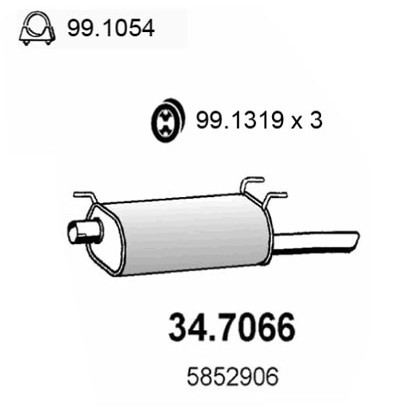 Слика на Заден издувен лонец ASSO 34.7066 за Opel Astra F 2.0 i 16V - 136 коњи бензин