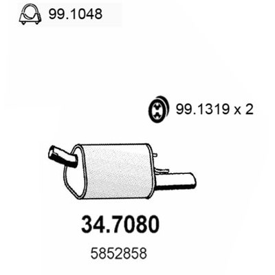 Слика на Заден издувен лонец ASSO 34.7080 за Opel Tigra 1.6 16V - 100 коњи бензин