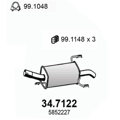 Слика на Заден издувен лонец ASSO 34.7122 за Opel Meriva 1.6 - 87 коњи бензин