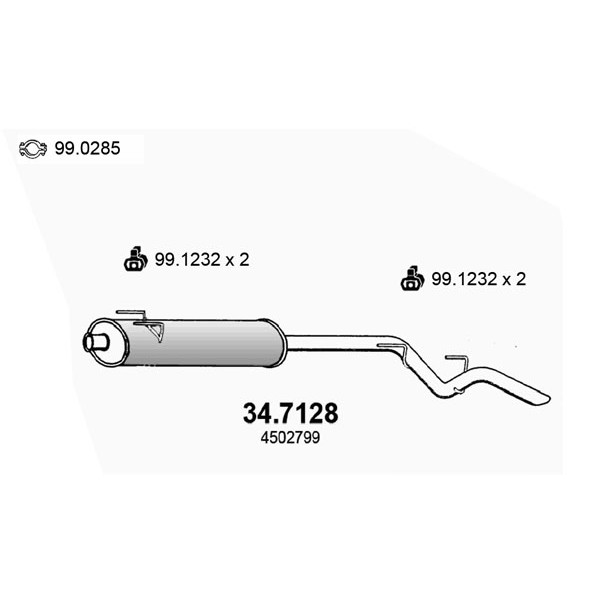 Слика на Заден издувен лонец ASSO 34.7128 за Opel Movano Box (F9) 2.8 DTI - 114 коњи дизел