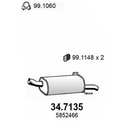 Слика на Заден издувен лонец ASSO 34.7135 за Opel Astra H GTC 1.9 CDTi 16V - 120 коњи дизел