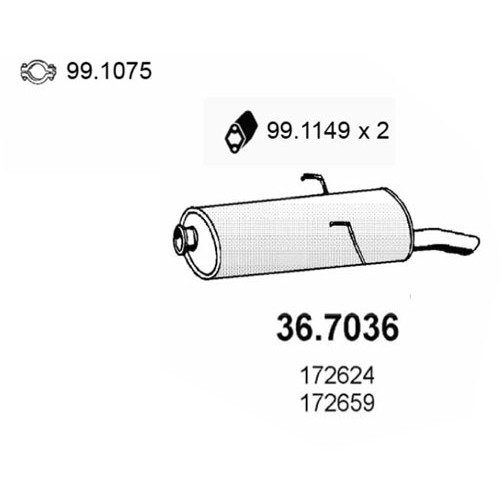 Слика на Заден издувен лонец ASSO 36.7036 за Peugeot 405 Saloon (4B) 1.6 - 90 коњи бензин