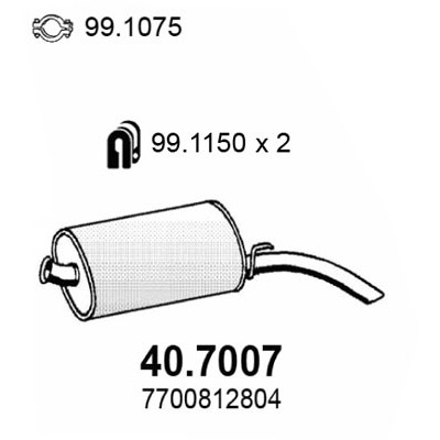 Слика на Заден издувен лонец ASSO 40.7007 за Renault Rapid Box 1.4 - 58 коњи бензин