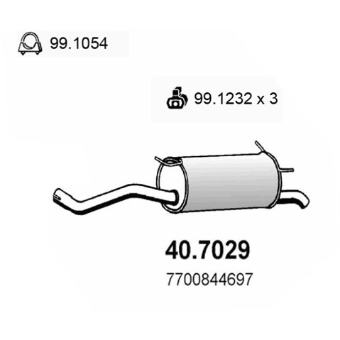 Слика на Заден издувен лонец ASSO 40.7029 за Renault Megane 1 (BA0-1) 1.6 e (BA0F, BA0S) - 90 коњи бензин