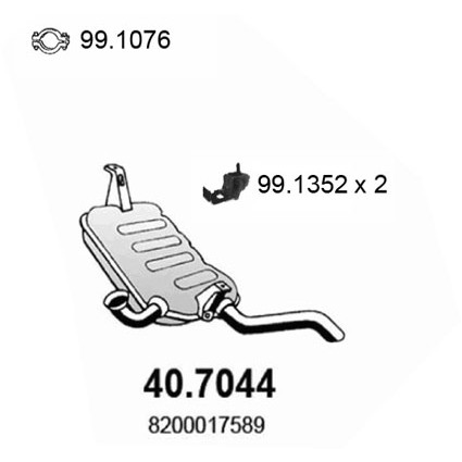 Слика на Заден издувен лонец ASSO 40.7044 за Renault Laguna 2 Sport Tourer (KG0-1) 1.8 16V (KG0J) - 116 коњи бензин