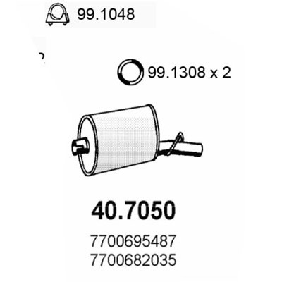 Слика на Заден издувен лонец ASSO 40.7050 за Renault Fuego (136) 1.6 - 71 коњи бензин