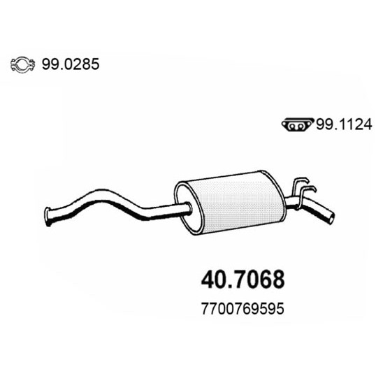 Слика на Заден издувен лонец ASSO 40.7068 за Renault 21 Savanna 2.0 (K48C) - 120 коњи бензин