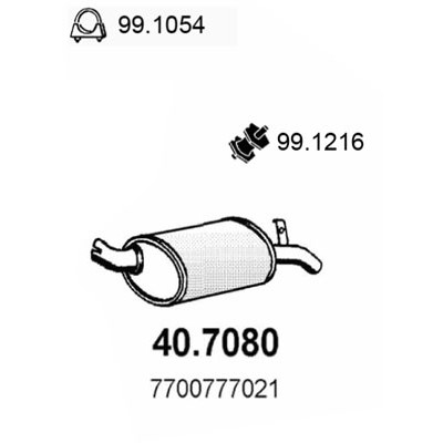 Слика на Заден издувен лонец ASSO 40.7080 за Renault 25 (B29) 2.8 V6 Injection (B29F) - 150 коњи бензин