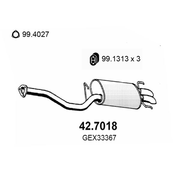 Слика на Заден издувен лонец ASSO 42.7018 за Rover 800 Hatchback (XS) 820 i/Si (XS) - 140 коњи бензин