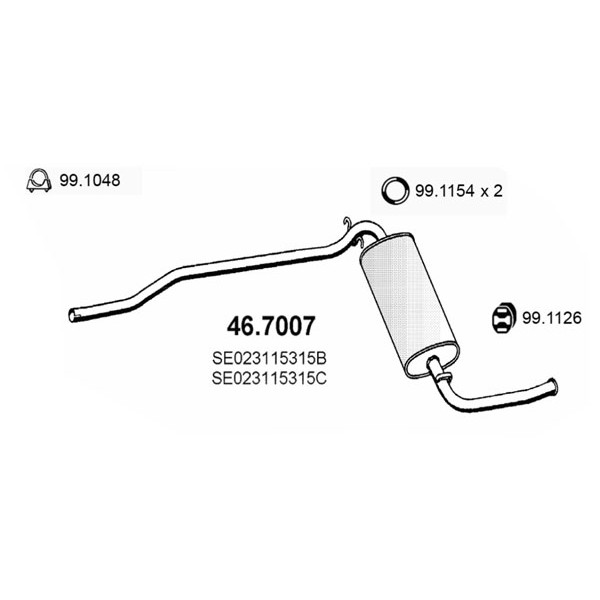 Слика на Заден издувен лонец ASSO 46.7007 за Seat Malaga (023A) 1.5 i - 90 коњи бензин