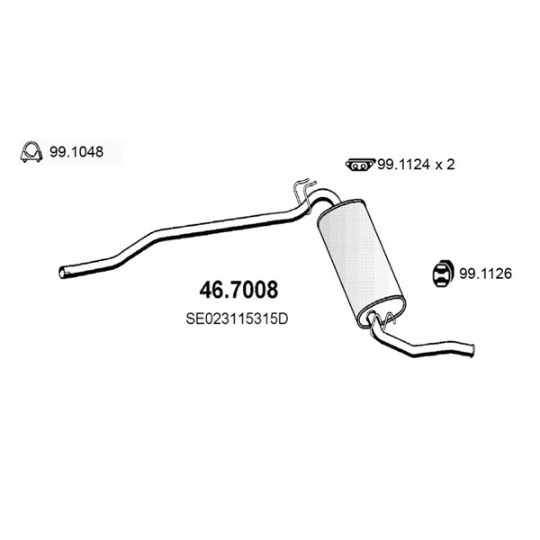 Слика на Заден издувен лонец ASSO 46.7008 за Seat Malaga (023A) 1.5 i - 100 коњи бензин