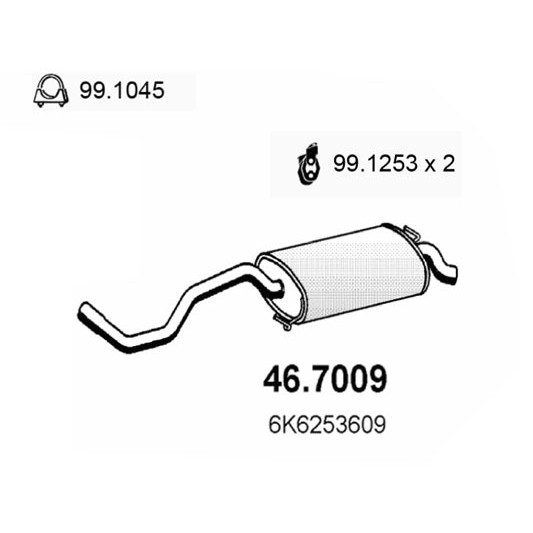 Слика на Заден издувен лонец ASSO 46.7009 за Seat Ibiza 2 (6K) 1.3 i - 54 коњи бензин