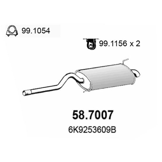 Слика на Заден издувен лонец ASSO 58.7007 за Seat Inca (6K9) 1.9 TDI - 90 коњи дизел