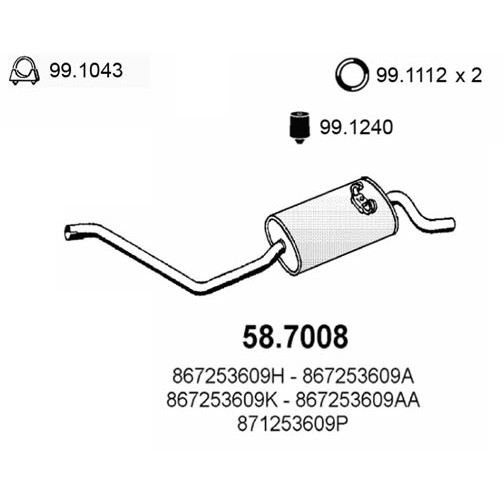 Слика на Заден издувен лонец ASSO 58.7008 за VW Polo 2 Coupe (86c,80) 1.0 - 40 коњи бензин