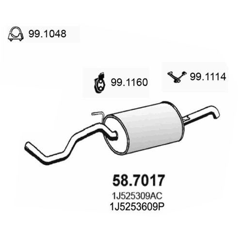 Слика на Заден издувен лонец ASSO 58.7017 за VW Jetta 4 (1J2) 1.9 SDI - 68 коњи дизел