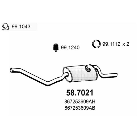 Слика на Заден издувен лонец ASSO 58.7021 за VW Polo 2 Coupe (86c,80) 1.3 - 75 коњи бензин