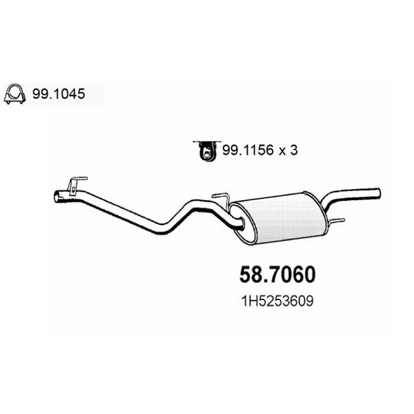 Слика на Заден издувен лонец ASSO 58.7060 за VW Jetta 3 (1H2) 1.9 D - 65 коњи дизел