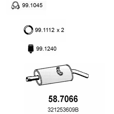 Слика на Заден издувен лонец ASSO 58.7066 за VW Passat 2 (B2,32B) 1.6 - 75 коњи бензин