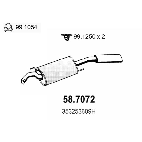 Слика на Заден издувен лонец ASSO 58.7072 за VW Passat 3 Variant (B4,35i) 1.8 G60 Syncro - 160 коњи бензин