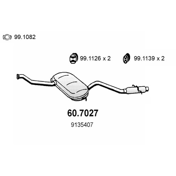 Слика на Заден издувен лонец ASSO 60.7027 за Volvo 850 (LS) 2.3 T5-R - 250 коњи бензин