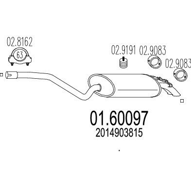 Слика на Заден издувен лонец MTS 01.60097 за Mercedes 190 (w201) E 2.5-16 - 204 коњи бензин