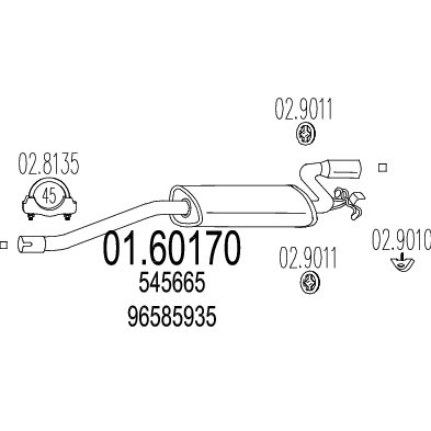 Слика на Заден издувен лонец MTS 01.60170 за Alfa Romeo 33 (905) Sedan 1.5 QV (905.A2N, 905.A2V) - 105 коњи бензин