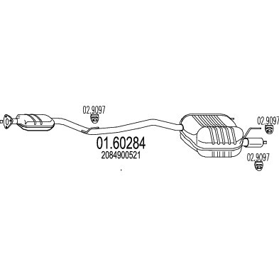 Слика на Заден издувен лонец MTS 01.60284 за Mercedes CLK Convertible (a208) 430 (208.470) - 279 коњи бензин