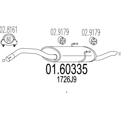 Слика на Заден издувен лонец MTS 01.60335 за Citroen Synergie 22,U6 1.8 - 99 коњи бензин