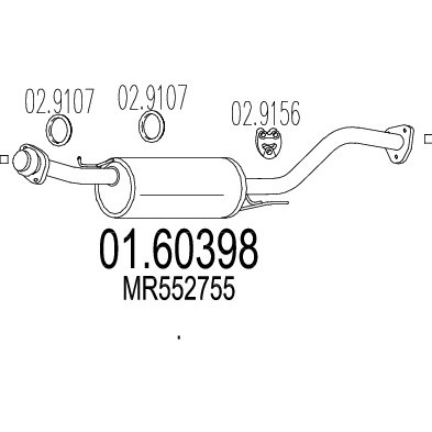 Слика на Заден издувен лонец MTS 01.60398 за Mitsubishi Montero Sport (K90) 2.5 TD (K94W) - 99 коњи дизел