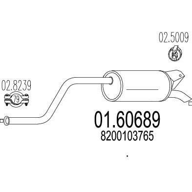 Слика на Заден издувен лонец MTS 01.60689 за Renault Espace 4 (JK0) 1.9 dCi (JK0U, JK0G) - 120 коњи дизел