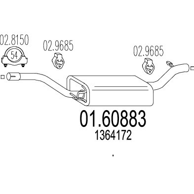 Слика на Заден издувен лонец MTS 01.60883 за Volvo V50 Estate (MW) 2.0 - 146 коњи бензин