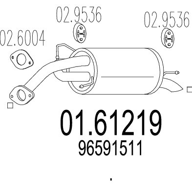 Слика на Заден издувен лонец MTS 01.61219 за CHEVROLET MATIZ Hatchback 0.8 LPG - 52 коњи Бензин/Автогаз (LPG)