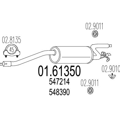 Слика на Заден издувен лонец MTS 01.61350 за Alfa Romeo 33 (905) Sedan 1.7 - 118 коњи бензин