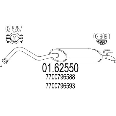 Слика на Заден издувен лонец MTS 01.62550 за Renault 21 Hatchback 2.0 TXi - 136 коњи бензин