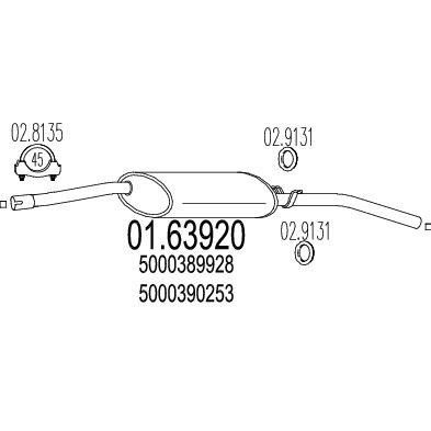 Слика на Заден издувен лонец MTS 01.63920 за Renault Master Van (T) 2.0 - 82 коњи бензин