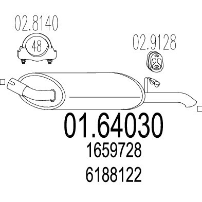 Слика на Заден издувен лонец MTS 01.64030 за Ford Fiesta MK 3 (gfj) 1.4 - 71 коњи бензин