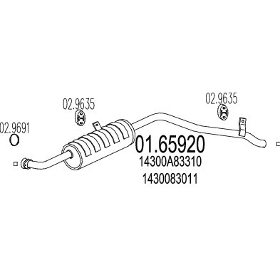 Слика на Заден издувен лонец MTS 01.65920 за Suzuki SJ413 1.3 - 64 коњи бензин