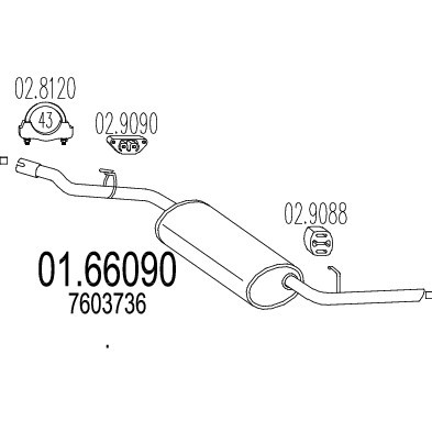 Слика на Заден издувен лонец MTS 01.66090 за Fiat Duna 146b DS 1.7 - 60 коњи дизел