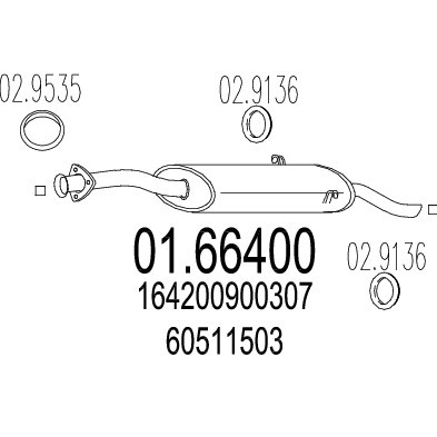 Слика на Заден издувен лонец MTS 01.66400 за Alfa Romeo 164 Sedan 2.0 T.S. (164.A2C, 164.A2L) - 143 коњи бензин